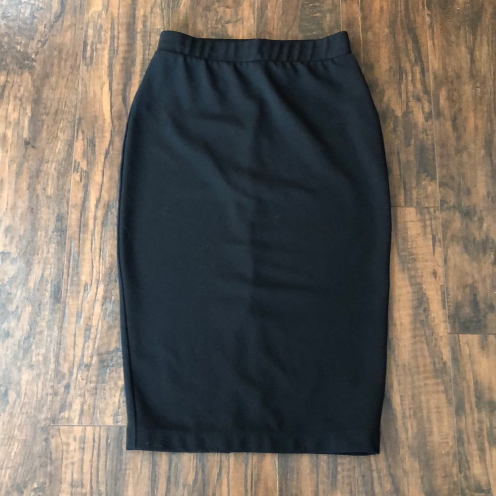 Black textured midi skirt